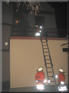 ber die 4-teilige Steckleiter konnten viele Personen von der Dachterrasse gerettet werden.